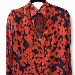 Aritzia Red and Black Sheer Top